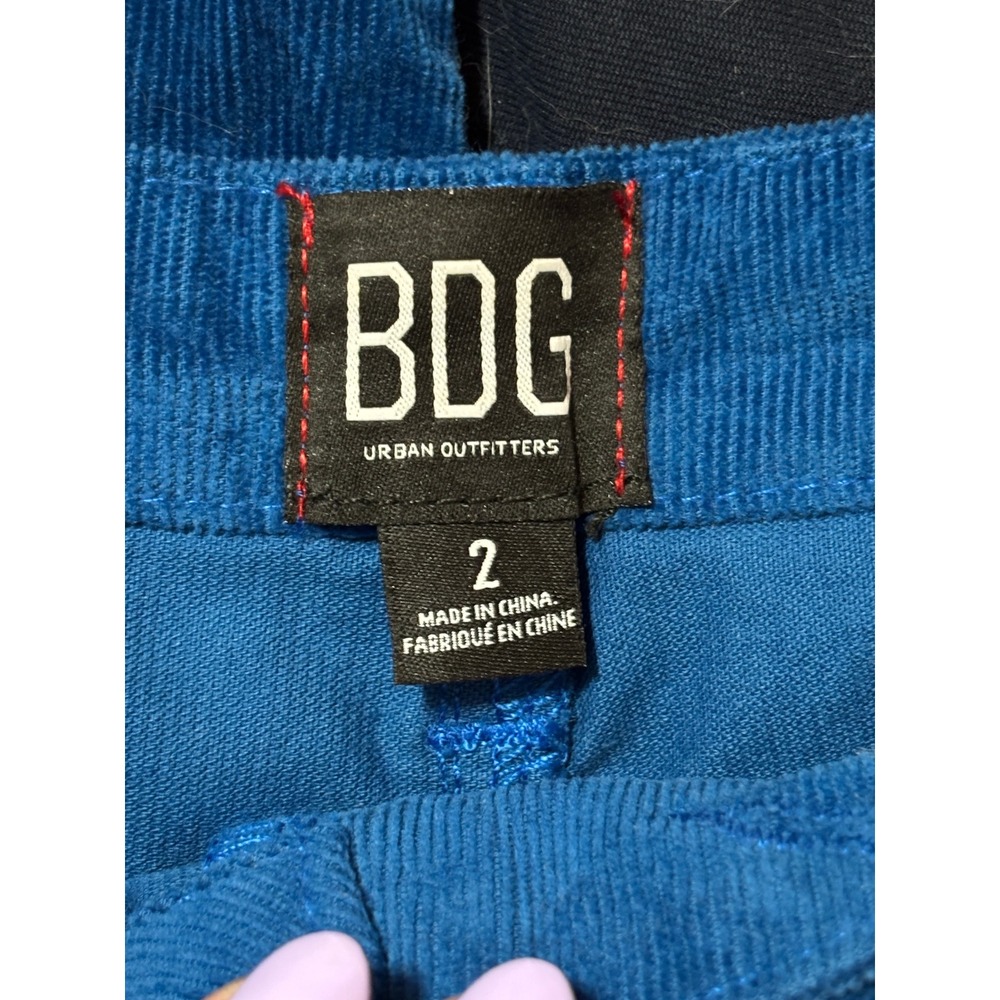 BDG Urban Outfitters Blue Corduroy Wide Leg Raw Hem Patch Pocket Pants Size 2 - Picture 5 of 8
